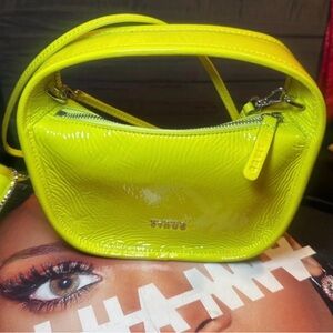 STAUD Neon Lime Patent Crossbody Bag